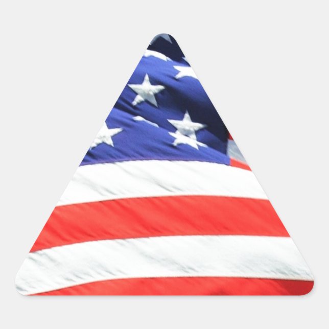 American Flag, you can add text and upload photos Triangle Sticker (Front)