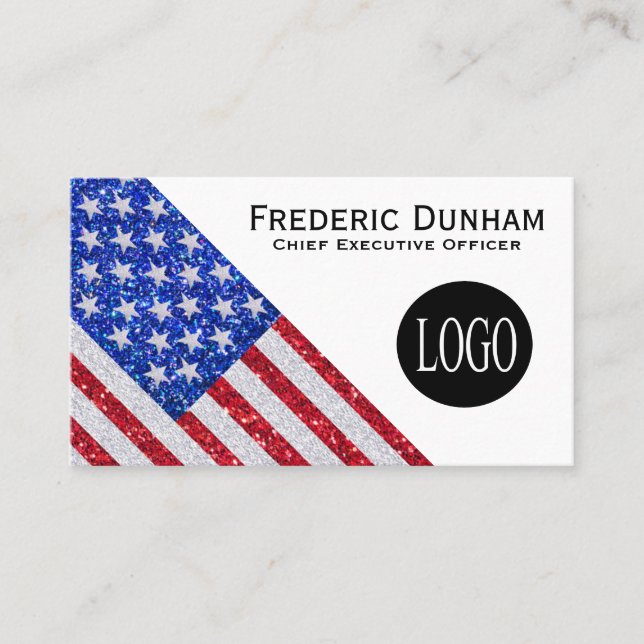 American Flag Your Logo Business Cards (Front)