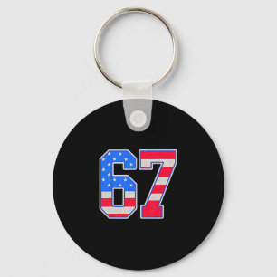 American Flage 67 Six Seven Meme Key Ring