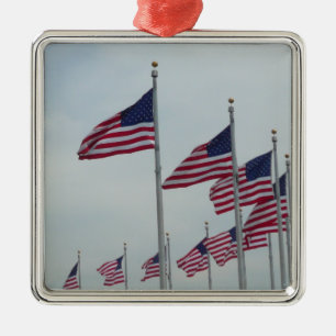 American Flags at the Washington Monument Metal Ornament