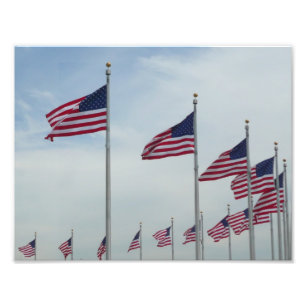 American Flags at the Washington Monument Photo Print