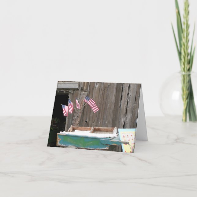 American Flags & Barn Note Card (Front)