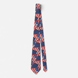 American flags collage tie