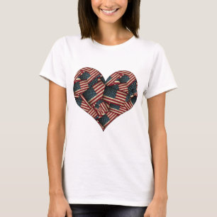 American Flags in Heart Shape T-Shirt