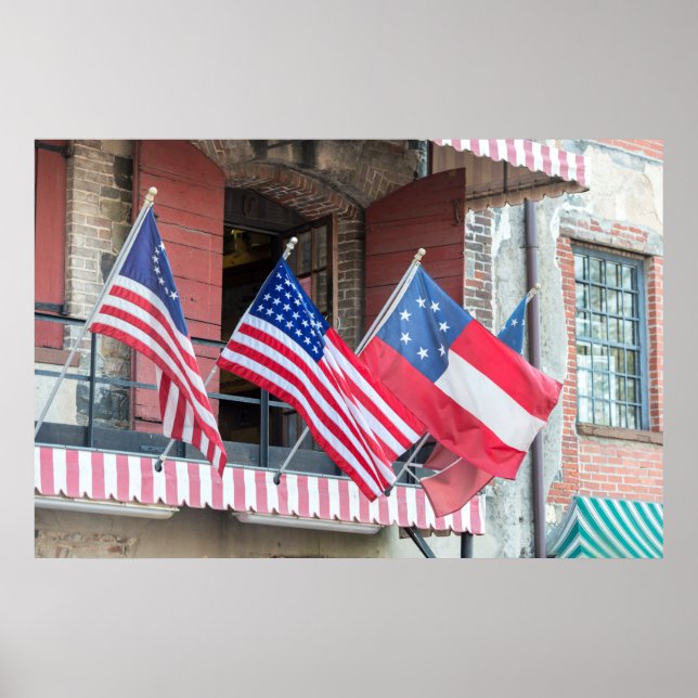American Flags Line The Street Poster (Front)