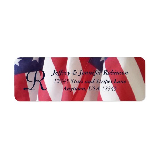 American Flags Name and Address Label Monogram