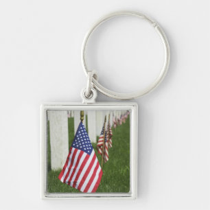 American flags on tombs of American Veterans on 2 Key Ring
