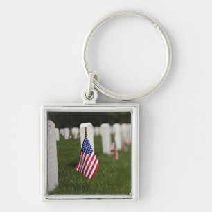 American flags on tombs of American Veterans on Key Ring