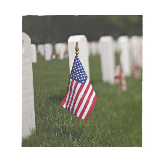 American flags on tombs of American Veterans on Notepad (Front)