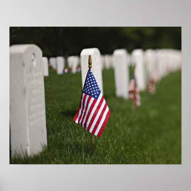American flags on tombs of American Veterans on Poster (Front)