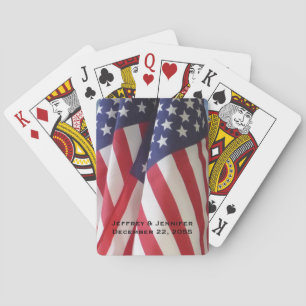 American Flags Personalised Name Patriotic  Playing Cards