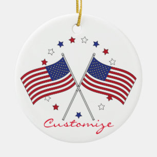 American Flags Thunder_Cove Patriotic 4th of July Ceramic Ornament