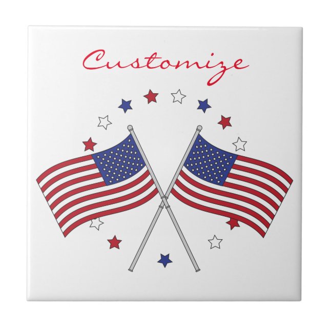 American Flags Thunder_Cove Patriotic 4th of July Ceramic Tile (Front)