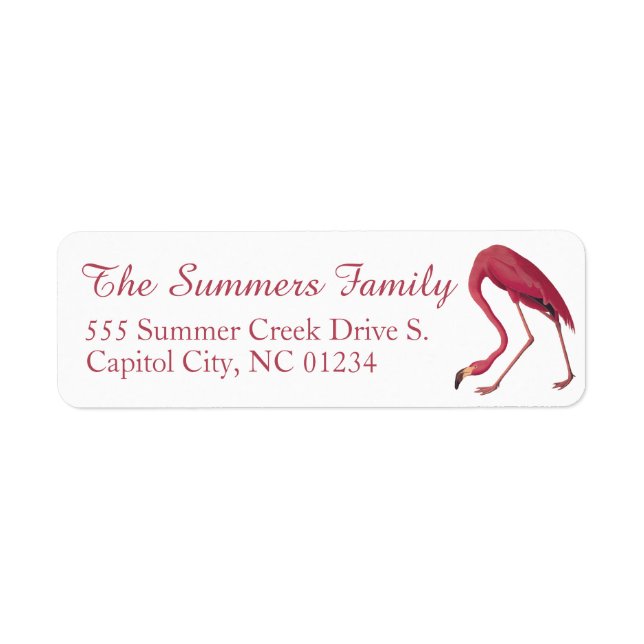 American Flamingo Audubuon Return Address Labels (Front)