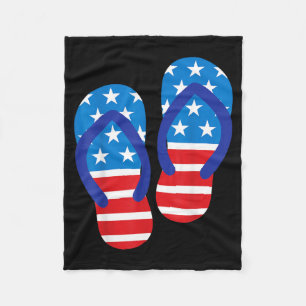 American Flip Flops Funny 4th Of July Independence Fleece Blanket