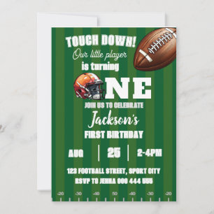 American Football 1st First Birthday Sports Invitation