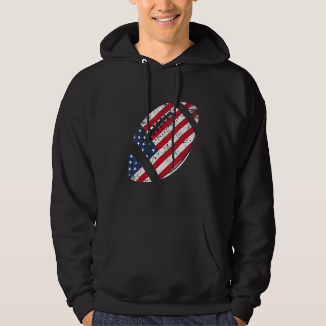 American Football 4th July American Flag Patriotic Hoodie (Front)