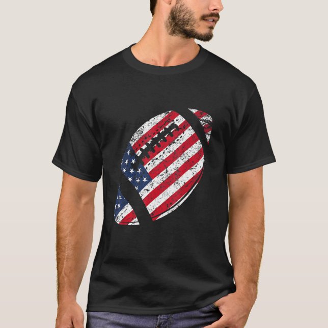 American Football 4th July American Flag Patriotic T-Shirt (Front)