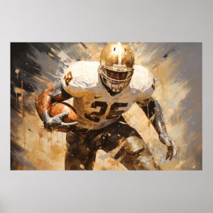 American Football Action Sport Painting Abstract Poster