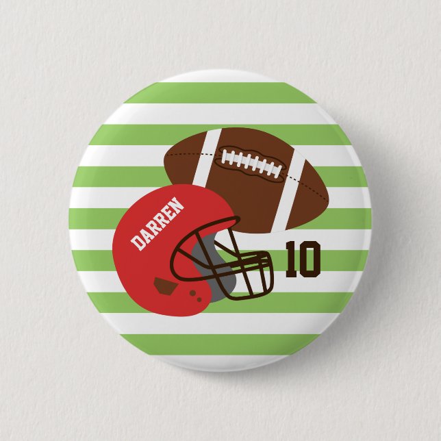 American Football and Red Helmet 6 Cm Round Badge (Front)