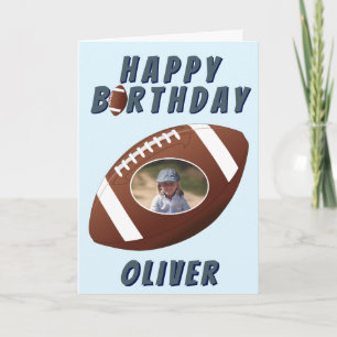 American Football Ball Birthday Boy Photo Card