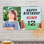 American Football Ball Birthday Party Photo Banner<br><div class="desc">American Football Ball Birthday Party Photo Banner. Football themed birthday party banner with child`s name,  photo,  age and football balls. Add your name,  age and your child`s photo. Great for kids who love football and sports.</div>