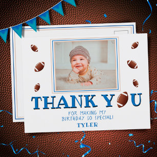 American Football Ball Birthday Photo Thank you Po Postcard