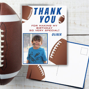 American Football Ball Birthday Photo Thank you Postcard