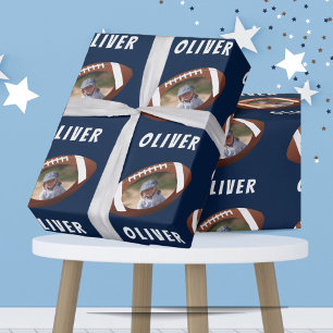 American Football Ball Boy Photo Wrapping Paper