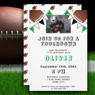American Football Ball Flags Photo Birthday Party Invitation