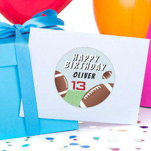 American Football Ball Happy Birthday  Classic Round Sticker