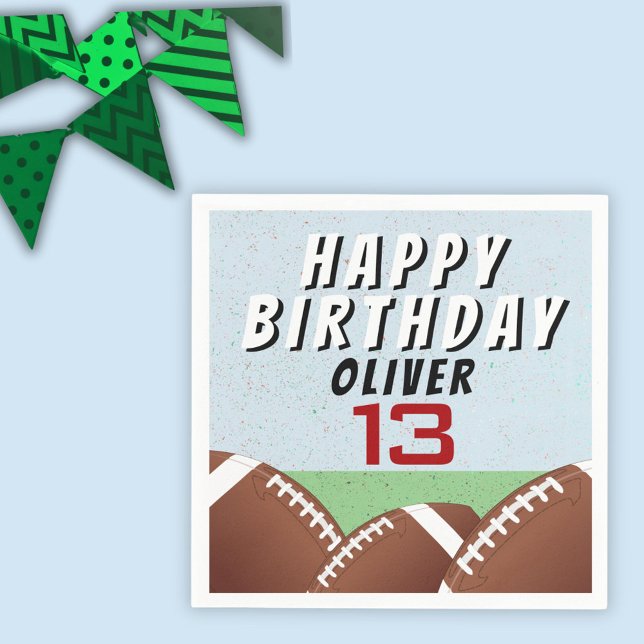 American Football Ball Happy Birthday Party Napkin (Creator Uploaded)