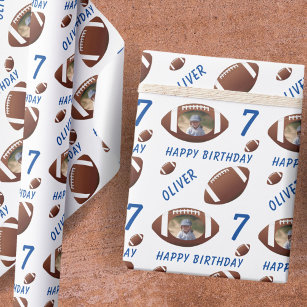American Football Ball Happy Birthday Photo Wrapping Paper