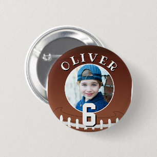 American Football Ball Kids Birthday Age Photo 6 Cm Round Badge