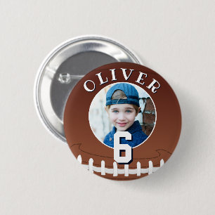 American Football Ball Kids Birthday Age Photo 6 Cm Round Badge