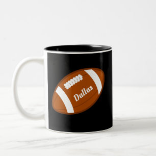 American Football Ball on Black Two-Tone Coffee Mug