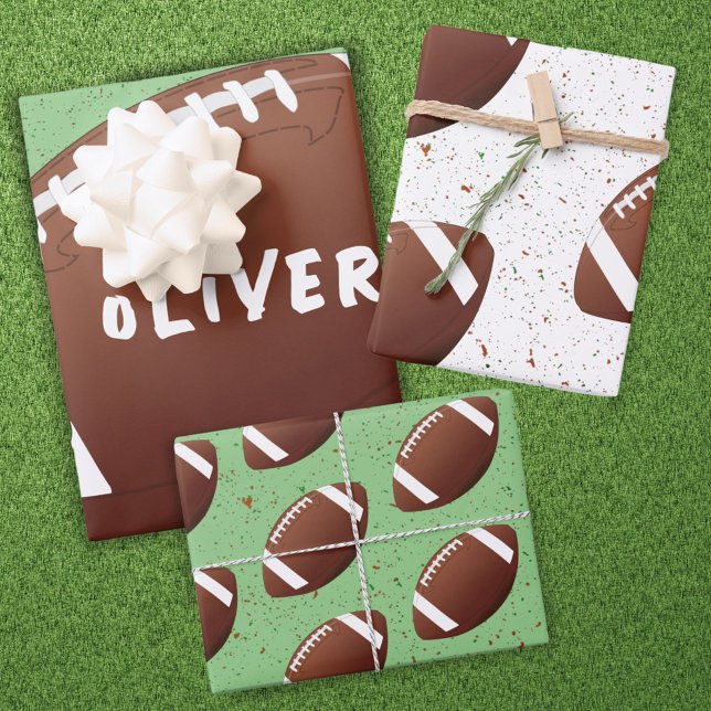 American Football Ball Pattern Kids Birthday  Wrapping Paper Sheet (Creator Uploaded)