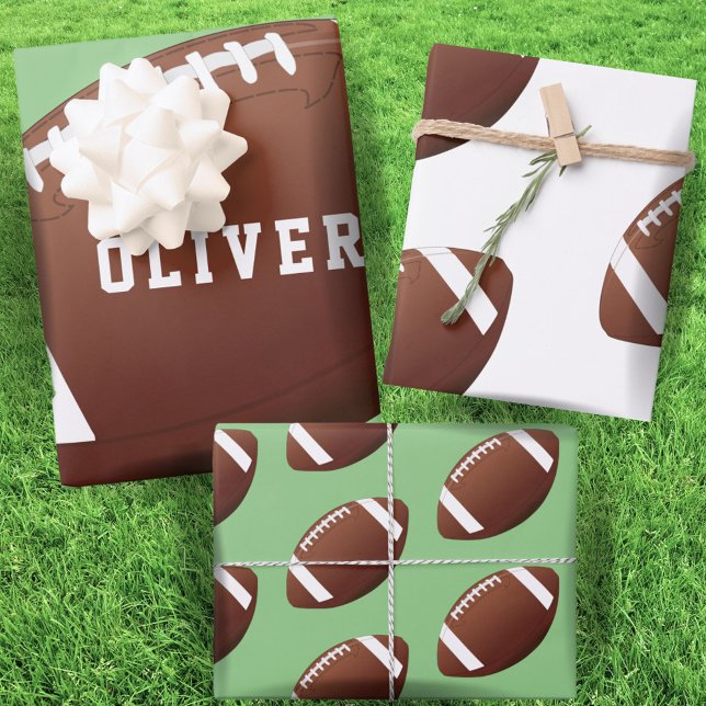 American Football Ball Pattern Kids Birthday Wrapping Paper Sheet (Creator Uploaded)