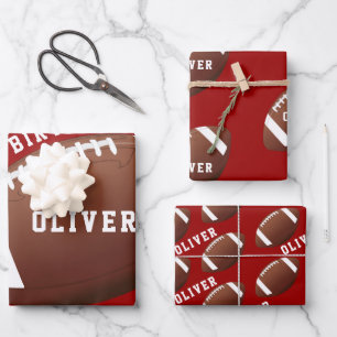 American Football Ball Pattern Kids  Wrapping Paper Sheet