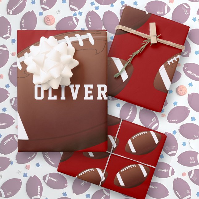 American Football Ball Pattern Kids  Wrapping Paper Sheet (Creator Uploaded)