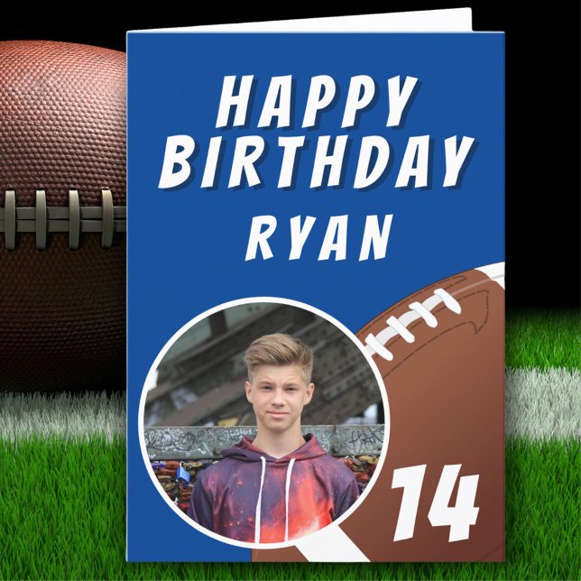 American Football Ball Photo Happy Birthday Thank You Card (Creator Uploaded)