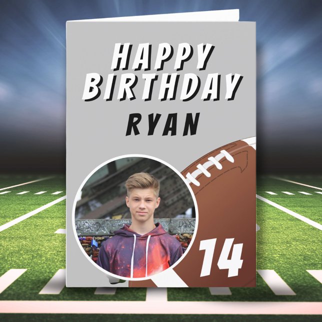 American Football Ball Photo Happy Birthday Thank You Card (Creator Uploaded)