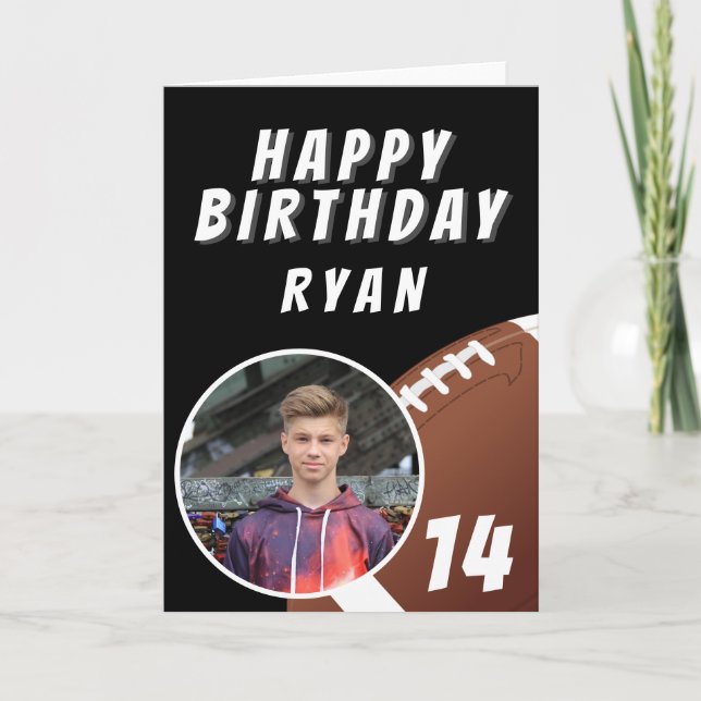 American Football Ball Photo Happy Birthday Thank You Card (Front)