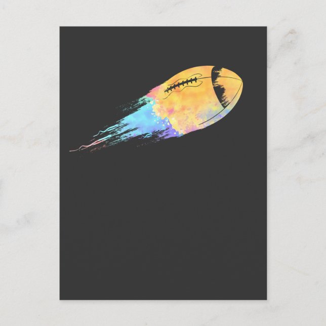 American football ball splash colours postcard (Front)
