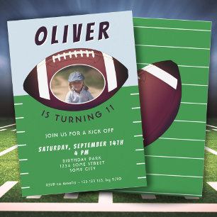 American Football Ball Sports Boy Birthday Photo Invitation