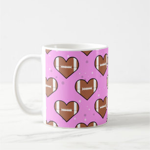 American Football Ball Texture In Heart Shape Coffee Mug