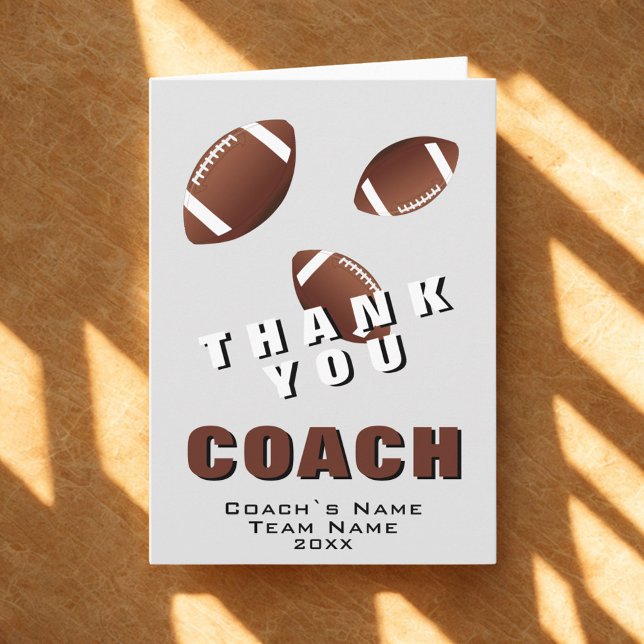 American Football Ball Thank you Coach Card (Creator Uploaded)