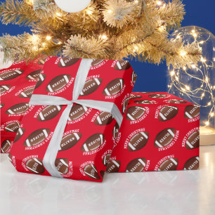 American Football Balls Name Red Christmas  Wrapping Paper