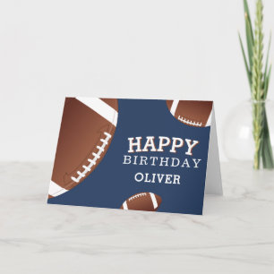 American Football Balls Sports Happy Birthday Kids Card