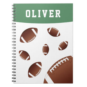 American Football Balls Sports Player Kids Name Notebook